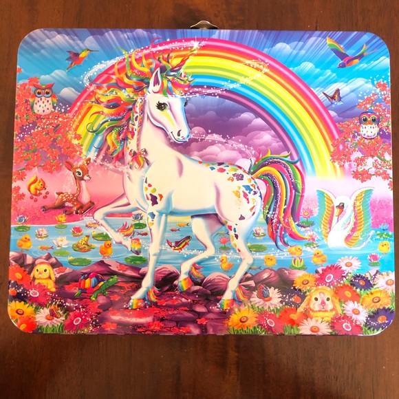 Lisa Frank Unicorn Rainbow Metal Lunchbox Tin and 100 Piece Puzzle - Picture 2 of 10